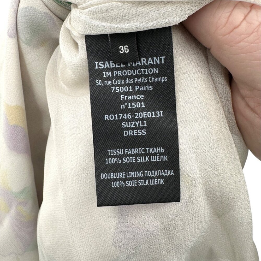 Isabel Marant 100% Silk Dress Suzyli Twist Front size FR 36 Light Floral - Picture 13 of 14